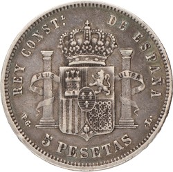 Spain. Alfonso XIII. 5 Pesetas. 1893 PG L.