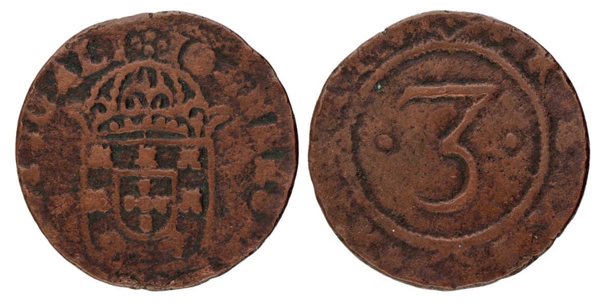 Portugal. Joao IV. 3 Reis. N.D. (1640 - 1656).