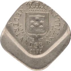 5 Cent - Decentrisch geslagen. Nederlandse Antillen. 1971. Zeer Fraai / Prachtig.