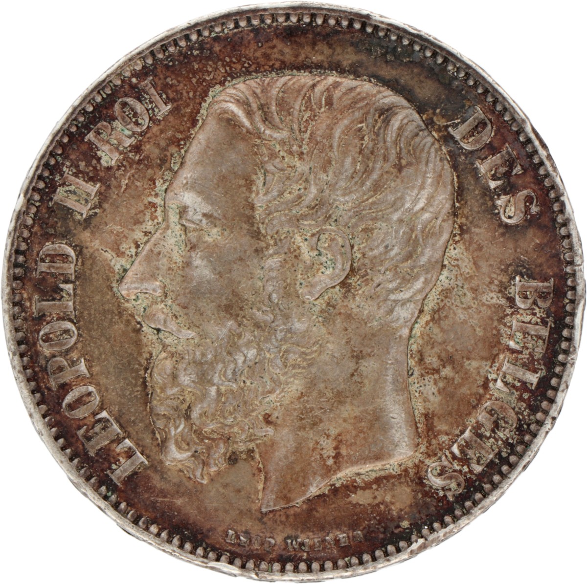 Belgium. Leopold II. 5 Francs. 1873.