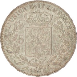 Belgium. Leopold II. 5 Francs. 1873.