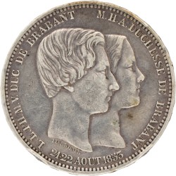 Belgium. Leopold II. 5 Francs - Medallic of the mariage of the duke and duchess of Brabant. 1853.