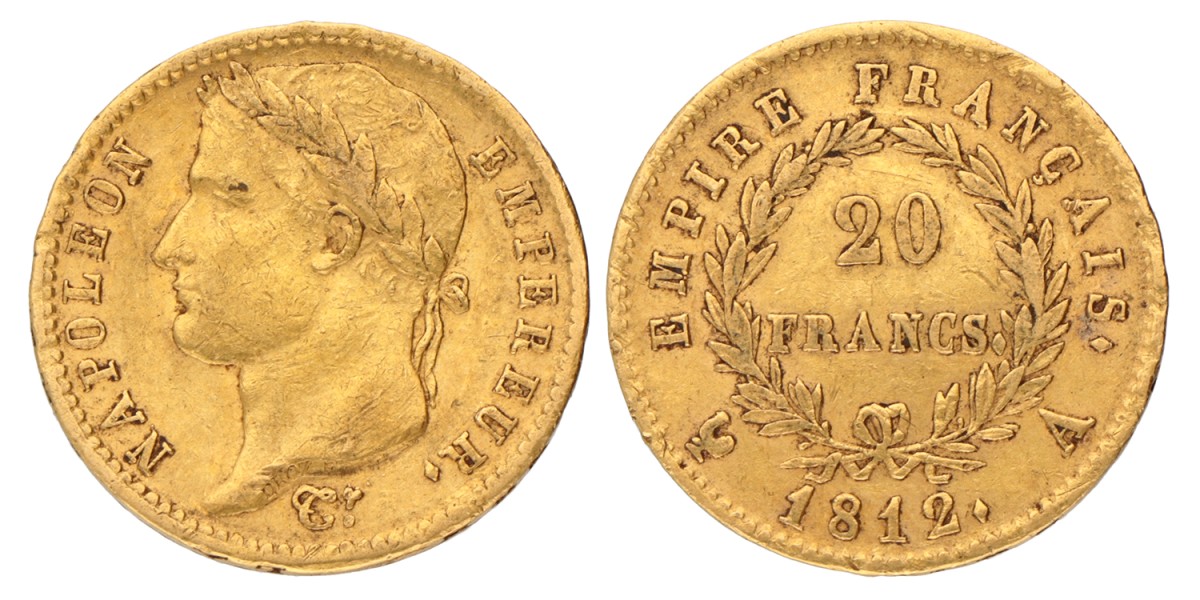 France. Empire. Napoleon. 20 Francs. 1812 A.