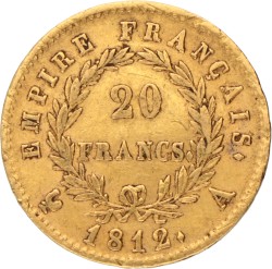 France. Empire. Napoleon. 20 Francs. 1812 A.