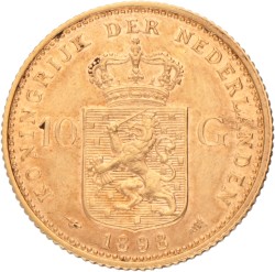 10 gulden. Wilhelmina. 1898. Prachtig -.