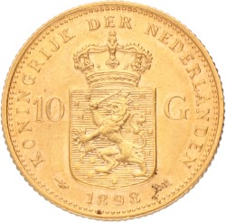 10 gulden. Wilhelmina. 1898. Zeer Fraai +.