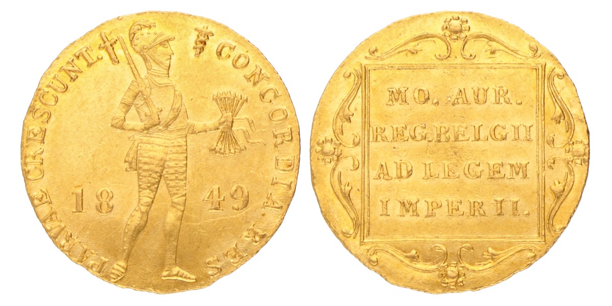 Gouden Dukaat. Willem III. 1849. Zeer Fraai / Prachtig.