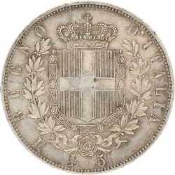 Italy. Kingdom. Vittorio Emanuele II. 5 Lire. 1876 R.