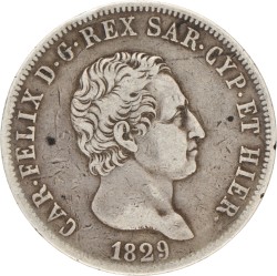 Italian states. Kingdom of Sardinia. Carlo Felice. 5 Lire. 1829 P.