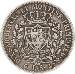 Italian states. Kingdom of Sardinia. Carlo Felice. 5 Lire. 1829 P.