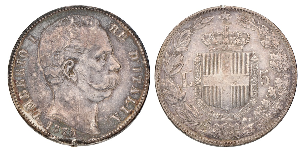 Italy. Umberto I. 5 Lire. 1879 R.
