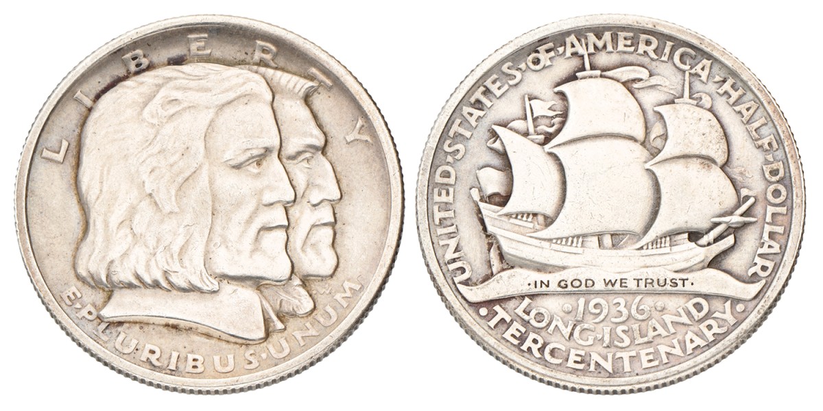 United States. Philadelphia. ½ Dollar - Long Island tercentenary. 1936.