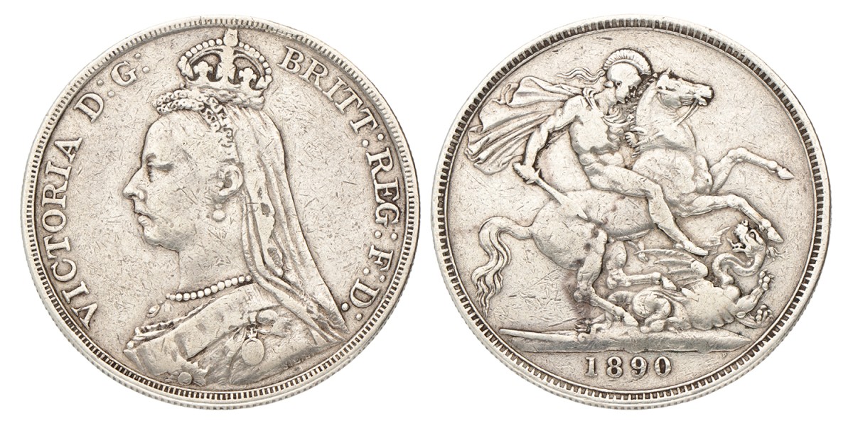 Great Britain. victoria. 1 Crown. 1890.