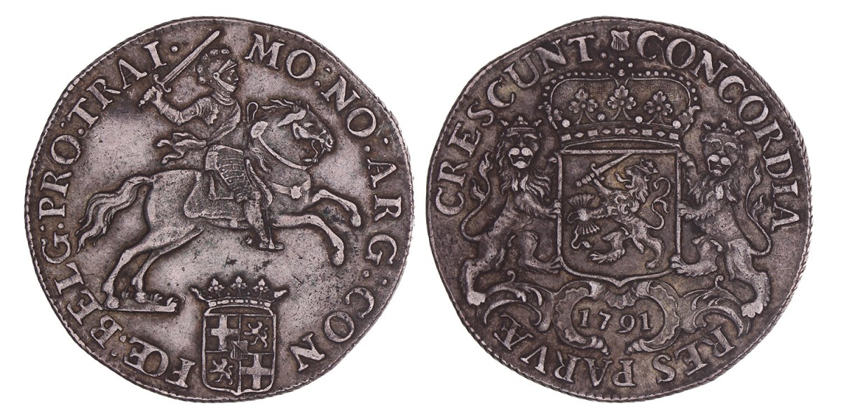 Dukaton of Zilveren Rijder Utrecht 1791. Zeer fraai / Prachtig.