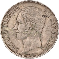 Belgium. Leopold I. 5 Francs. 1865.