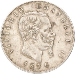 Italy. Kingdom. Vittorio Emanuele II. 5 Lire. 1876 R.
