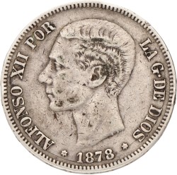Spain. Alfonso XII. 5 Pesetas. 1878 (18 78).