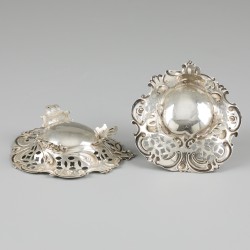 2-delige set bonbonschaaltjes zilver.