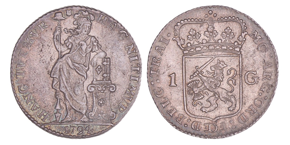 1 Gulden -generaliteits- Utrecht 1794. Zeer fraai / Prachtig.