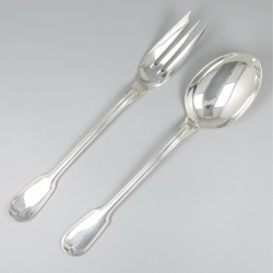 Christofle 2-delig saladecouvert, model Chinon, verzilverd.