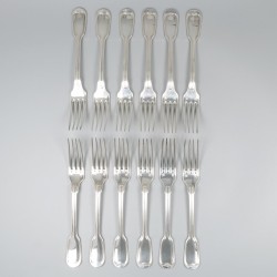 Christofle 12-delige set vorken, model Chinon, verzilverd.