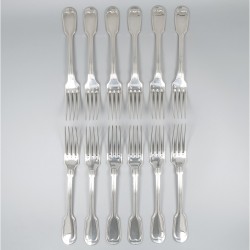 Christofle 12-delige set dinervorken, model Chinon, verzilverd.