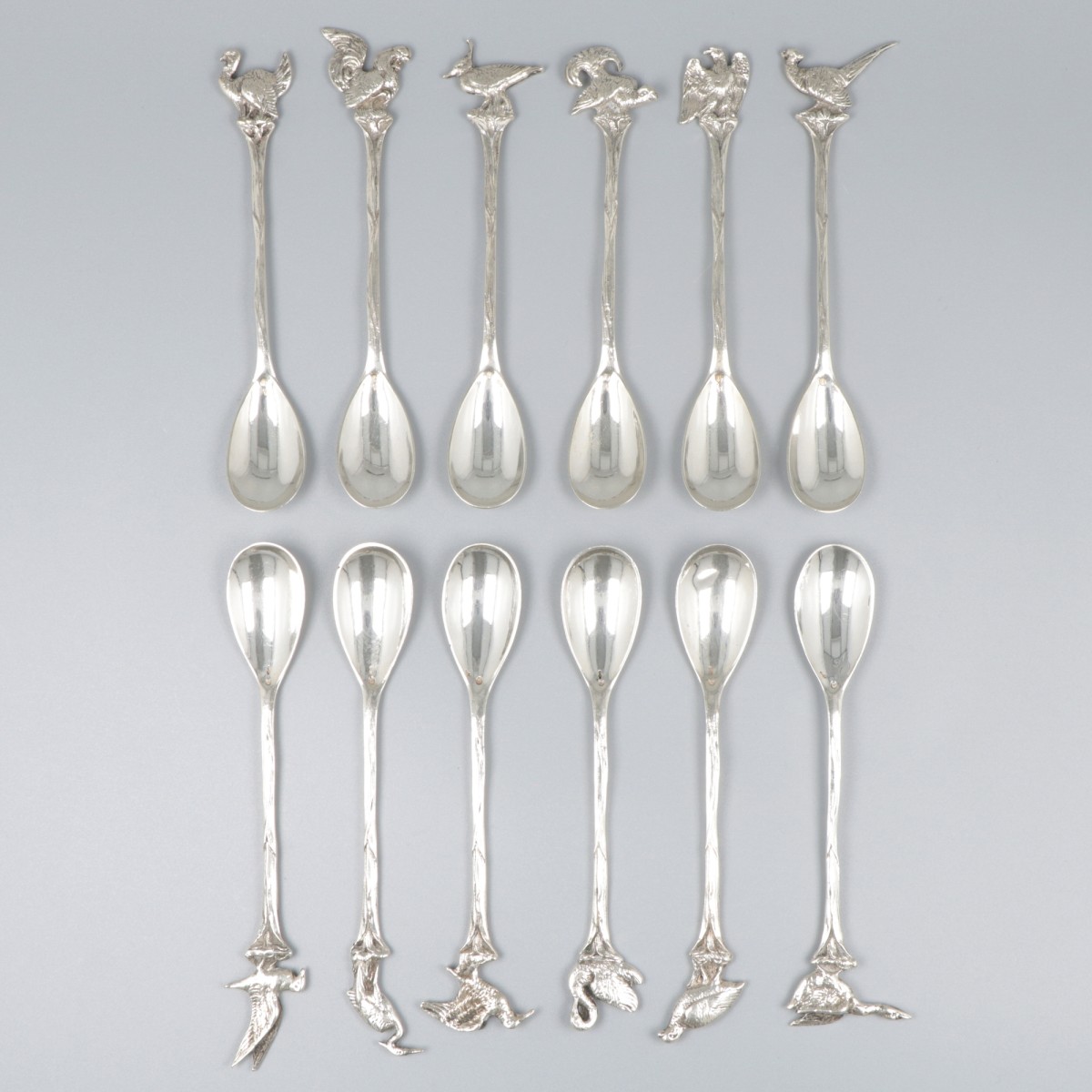 12-delige set koffielepels zilver.