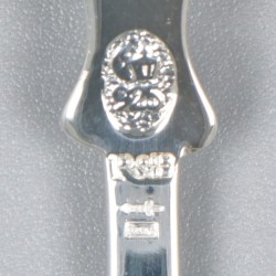 Robbe & Berking 6-delige set mokkalepeltjes, model Alt-Spaten, zilver.