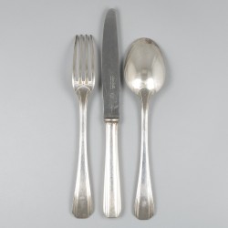 Christofle 18-delige set dessertbestek, model Boreal, verzilverd.