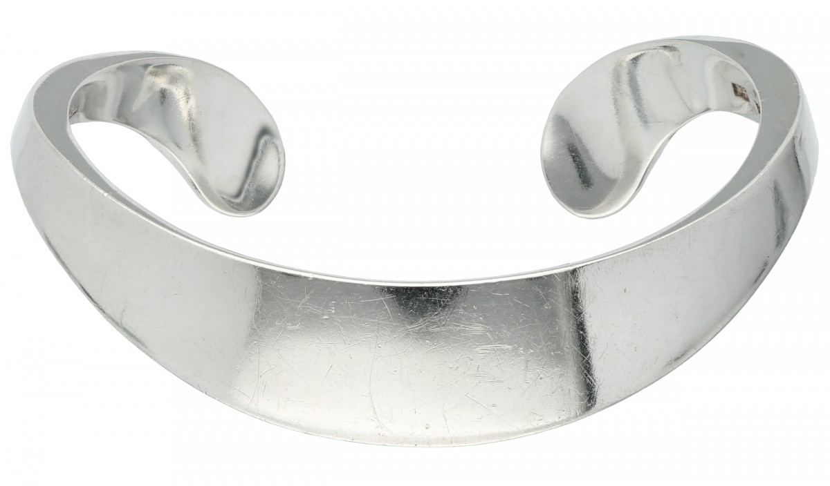 Zilveren Ove Wendt design for Andreas Mikkelsen minimalistische bangle armband - 925/1000.