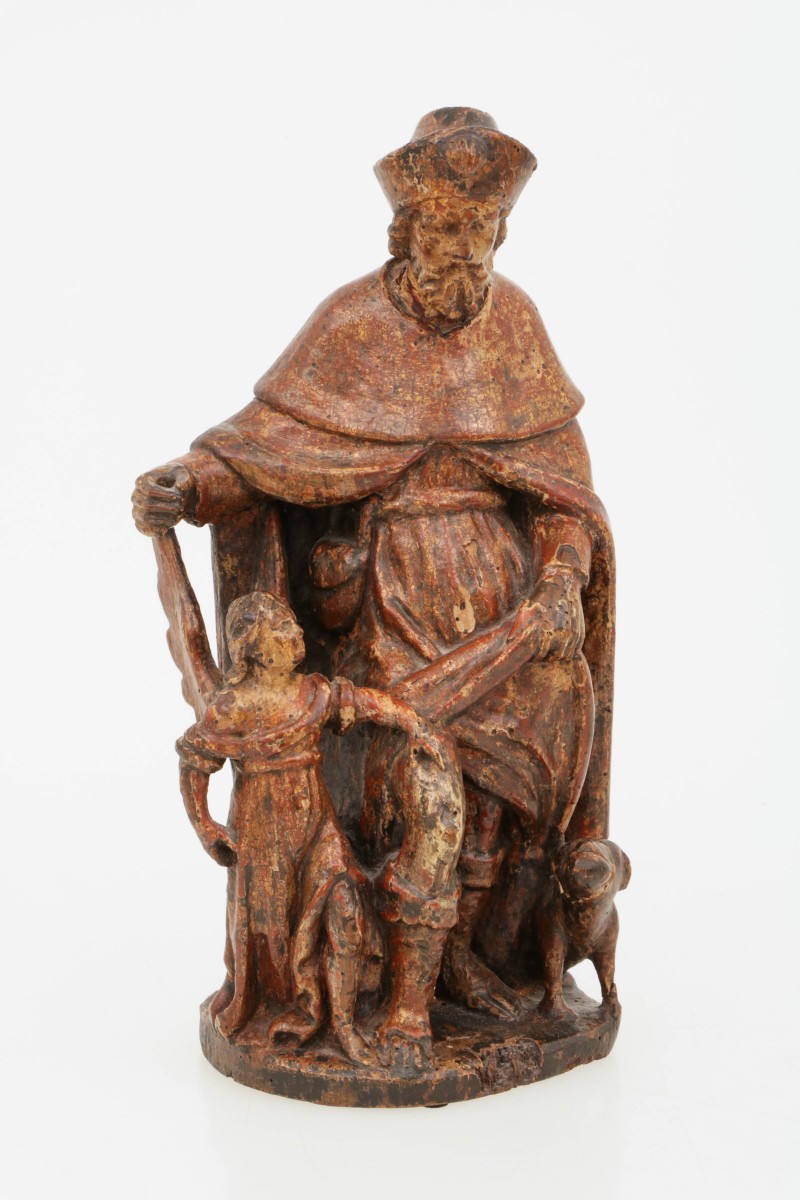 Een houten beeld van Sint Rochus, Lage Landen, 16e eeuw,.