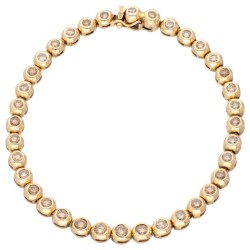 No reserve - 14K Geelgouden tennisarmband bezet met ca. 2.16 ct. champagne en cognac diamanten