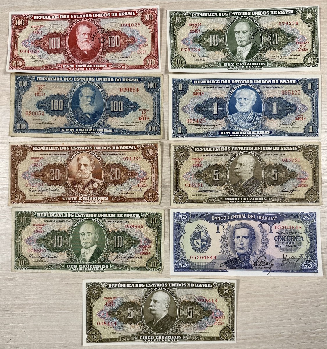 Lot 9 banknotes. - Very fine – UNC.