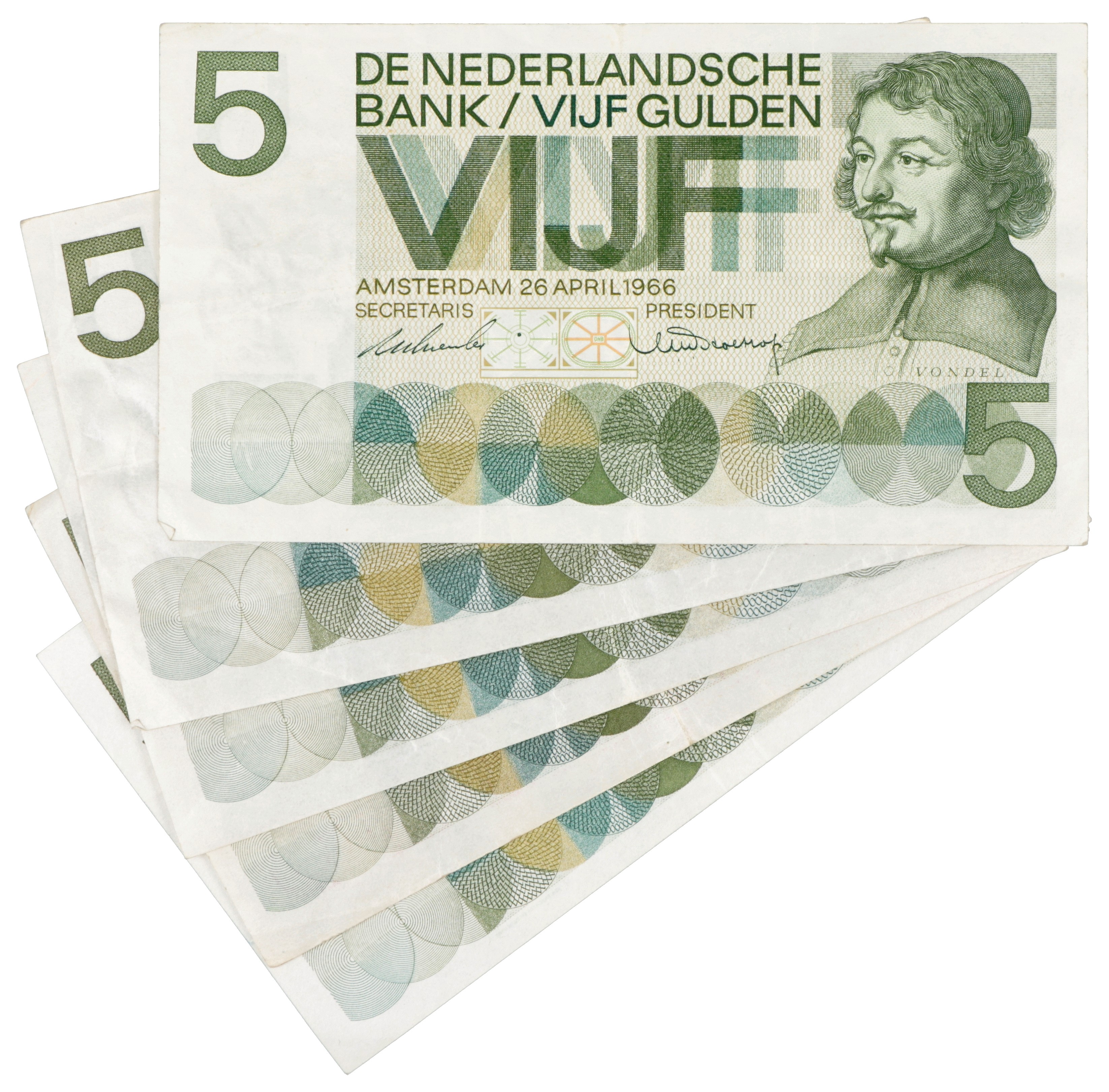 Lot 5x 5 gulden. - Zeer Fraai +.