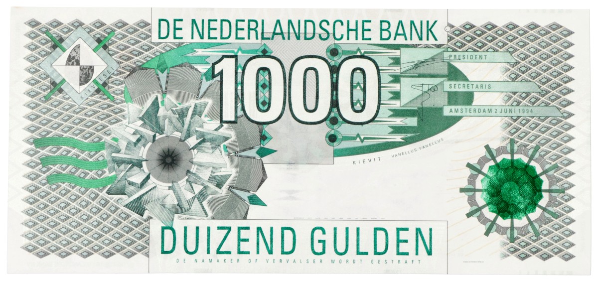 1000 gulden. - Prachtig +.