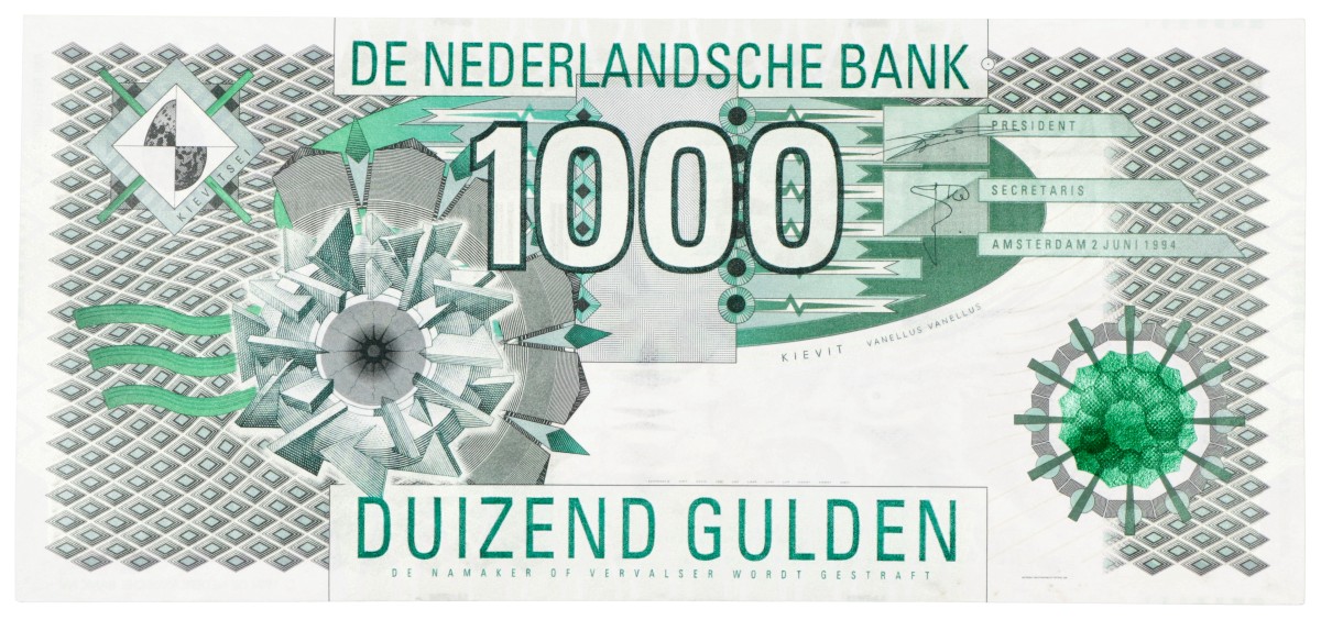 1000 gulden. - Prachtig +.