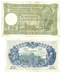 Lot 2 banknotes. - Very fine.