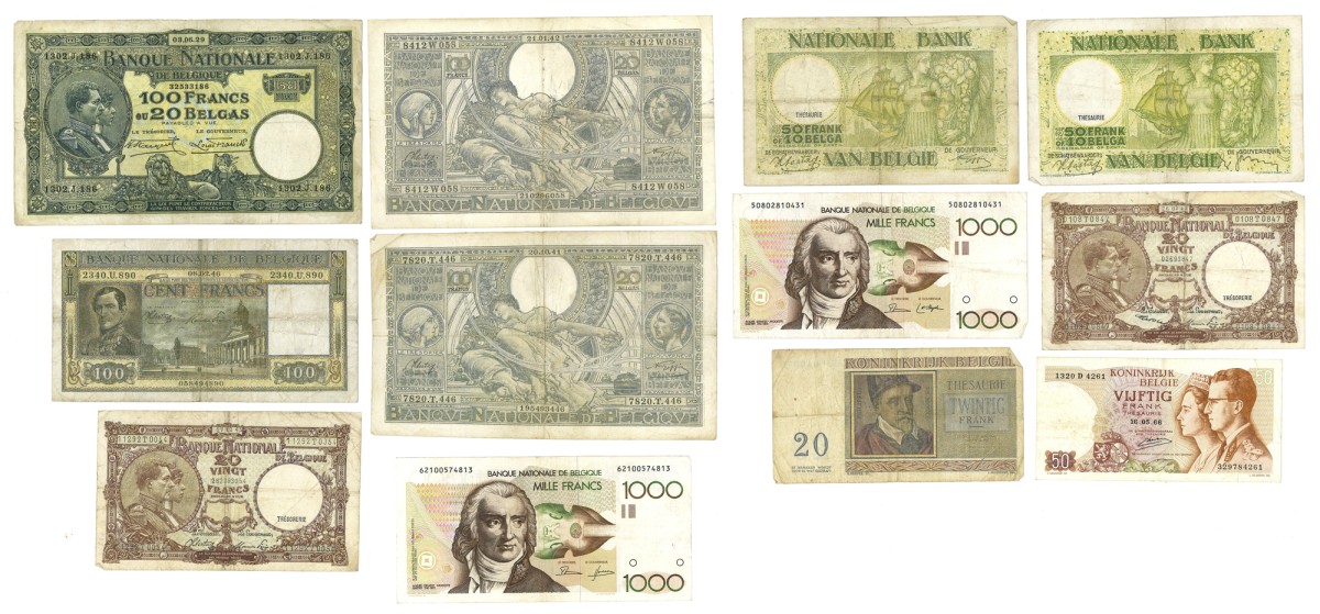 Lot 12 banknotes. - Very fine.