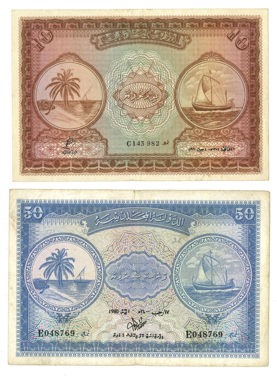 Lot 2 banknotes. - Very fine.