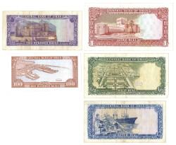 Lot 5 banknotes. - Very fine.