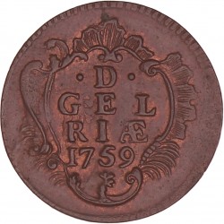 Achtste Stuiver of Duit Gelderland 1759. Prachtig.