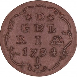 Achtste Stuiver of Duit Gelderland 1794. Prachtig.