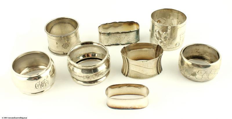Lot: Zilveren Servetringen (8x)