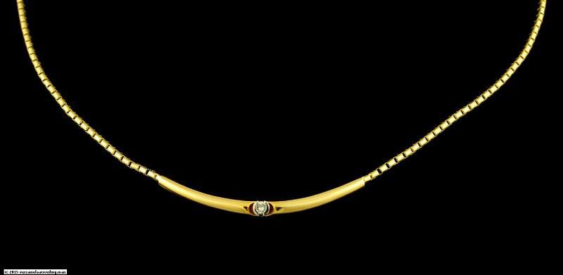 Geelgouden choker bezet met briljant, 14 karaat