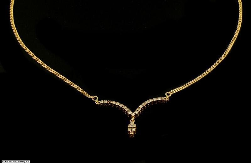 Geelgouden gourmetschakel collier bezet met diamanten, 20 karaat