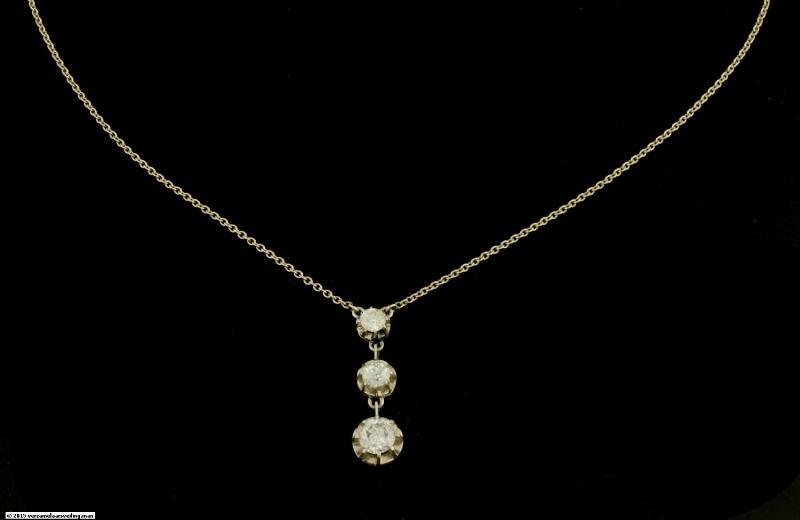 Witgouden ketting bezet met briljanten, 14 karaat