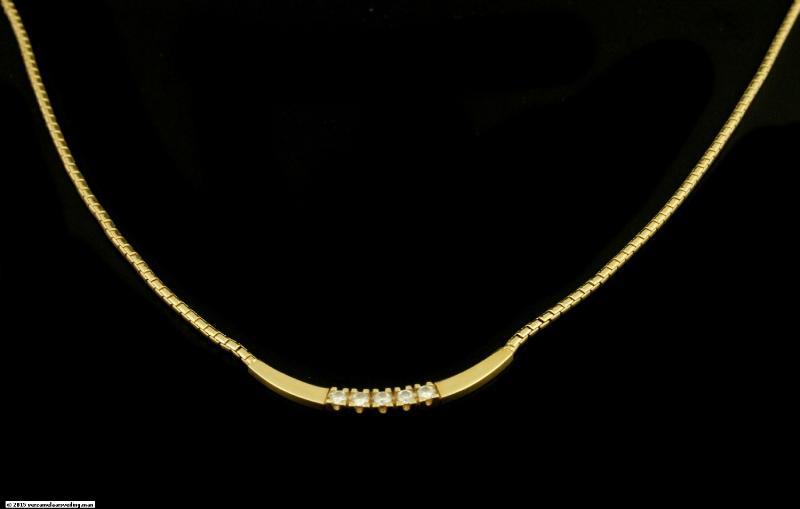 Geelgouden choker bezet met briljanten, 14 karaat