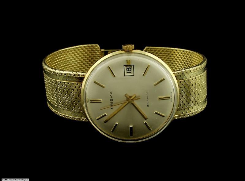 Geelgouden vintage Prisma herenhorloge, 14 karaat