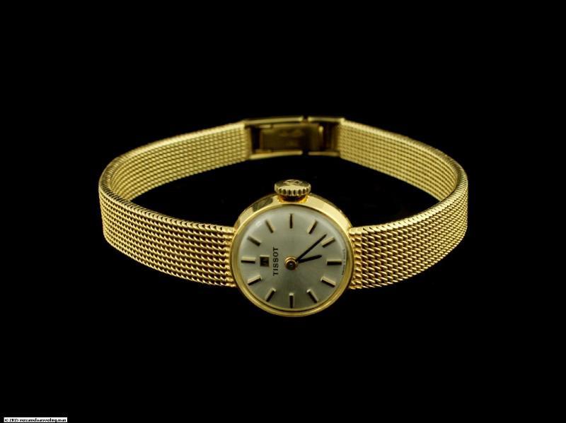 Geelgouden vintage Tissot dameshorloge, 14 karaat