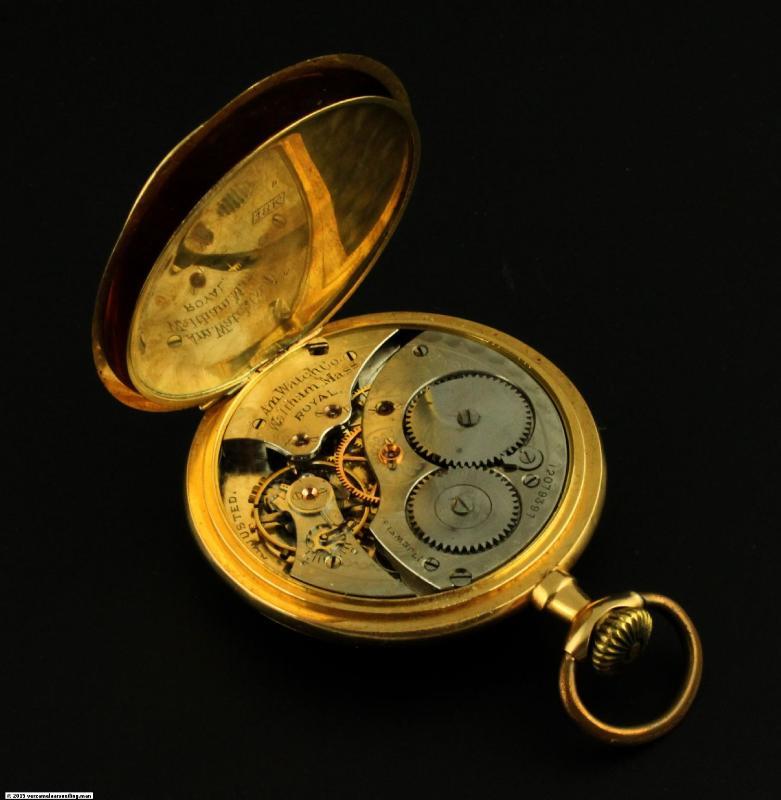 Geelgouden Waltham zakhorloge, 18 karaat